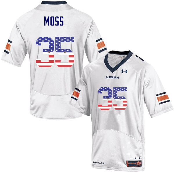 Men #35 James Owens Moss Auburn Tigers USA Flag Fashion College Football Jerseys-White